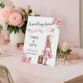 Miss to Mrs Travel Pink Bow Dress Vrijgezellenfees Reclamebord Met Voetstuk