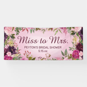 Miss to Mrs. Vintage Roze Paarse Bruiloft Uitnodig Spandoek