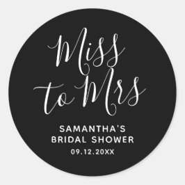 Miss to Mrs Vrijgezellenfeest Black Simple Minimal Ronde Sticker