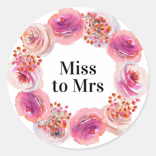 Miss to Mrs Vrijgezellenfeest Bright Floral Ronde Sticker (Voorkant)
