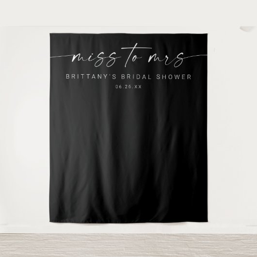 Miss to Mrs Vrijgezellenfeest Decor Backdrop Black Wandkleed (Voorkant)