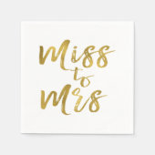 Miss to Mrs Vrijgezellenfeest Gold Foil Script Servetten (Voorkant)