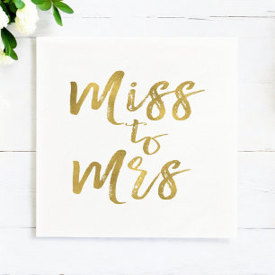 Miss to Mrs Vrijgezellenfeest Gold Foil Script Servetten