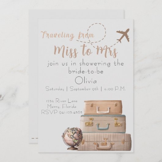 Miss to Mrs Vrijgezellenfeest Invite Kaart (Voorkant / Achterkant)