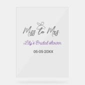 Miss to Mrs vrijgezellenfeest naam toevoegen datum Acryl Bord (Voorkant)