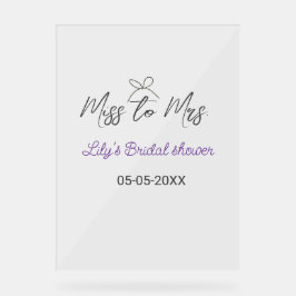 Miss to Mrs vrijgezellenfeest naam toevoegen datum Acryl Bord