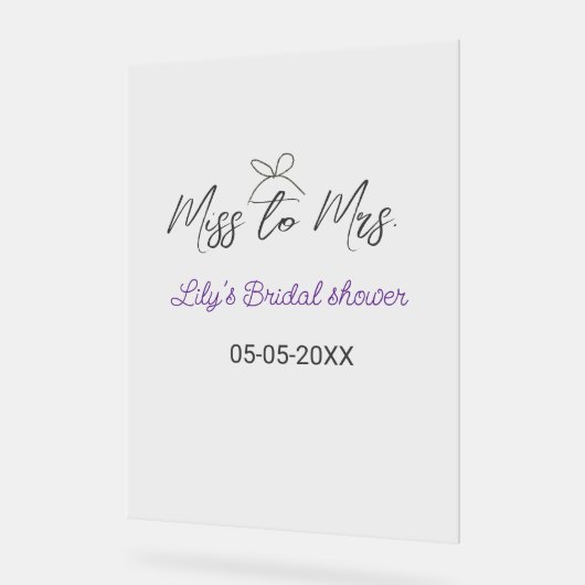 Miss to Mrs vrijgezellenfeest naam toevoegen datum Acryl Bord (Hoek)