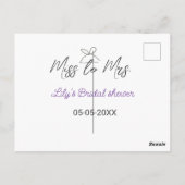 Miss to Mrs vrijgezellenfeest naam toevoegen datum Briefkaart (Achterkant)