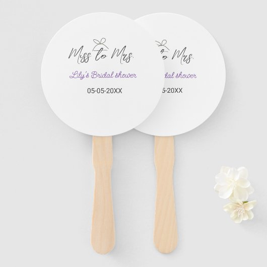 Miss to Mrs vrijgezellenfeest naam toevoegen datum Handwaaier (Voorkant en achterkant)