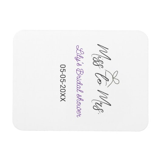 Miss to Mrs vrijgezellenfeest naam toevoegen datum Magneet (Horizontaal)