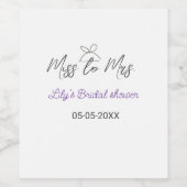 Miss to Mrs vrijgezellenfeest naam toevoegen datum Wijn Etiket (Enkel label)