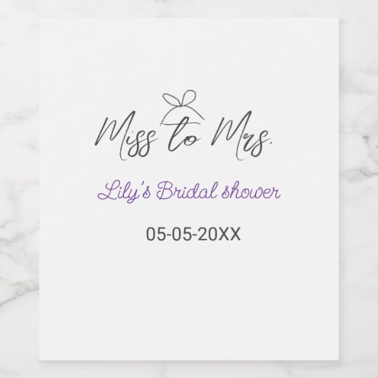 Miss to Mrs vrijgezellenfeest naam toevoegen datum Wijn Etiket (Enkel label)