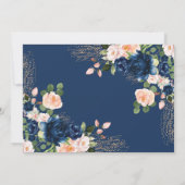 Miss to Mrs. Vrijgezellenfeest Navy Blush Flowers Kaart (Achterkant)