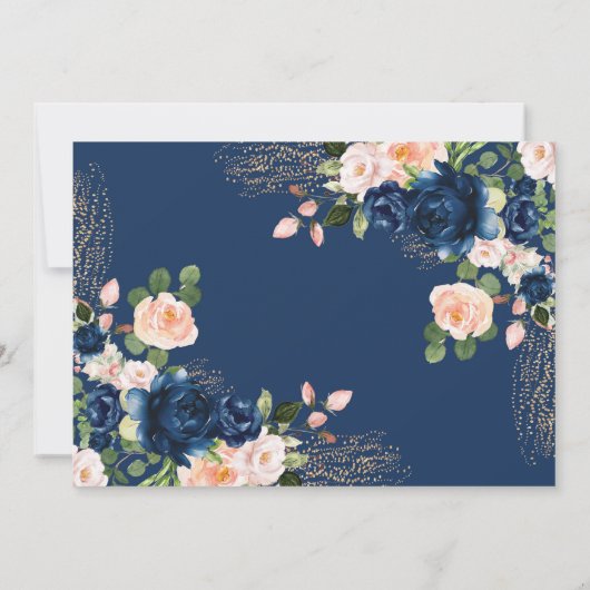 Miss to Mrs. Vrijgezellenfeest Navy Blush Flowers Kaart (Achterkant)