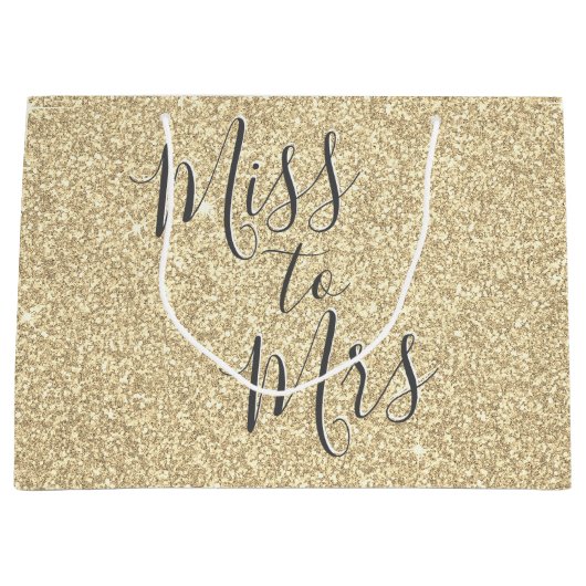 Miss to Mrs Vrijgezellenfeest Party Gold Sparkle Groot Cadeauzakje (Voorkant)