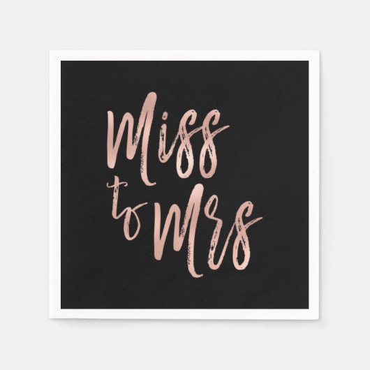 Miss to Mrs Vrijgezellenfeest Pink - Roos Goudfoli Servetten (Voorkant)