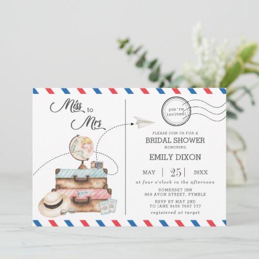 Miss to Mrs Vrijgezellenfeest Reisreis Verzending Kaart (Staand voorkant)