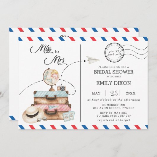 Miss to Mrs Vrijgezellenfeest Reisreis Verzending Kaart (Voorkant / Achterkant)