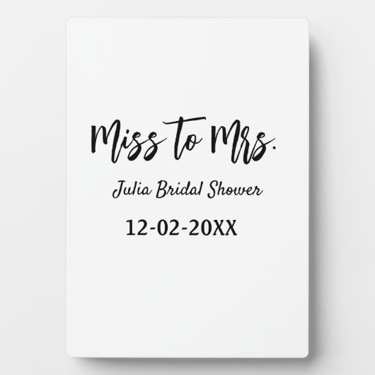 Miss to Mrs vrijgezellenfeest stijlvolle eenvoudig Fotoplaat (voorkant)