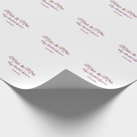 Miss to Mrs vrijgezellenfeest Voeg naam toe datum Cadeaupapier (Hoek)