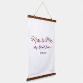 Miss to Mrs vrijgezellenfeest Voeg naam toe datum  Hangend Wandkleed (Gebogen)
