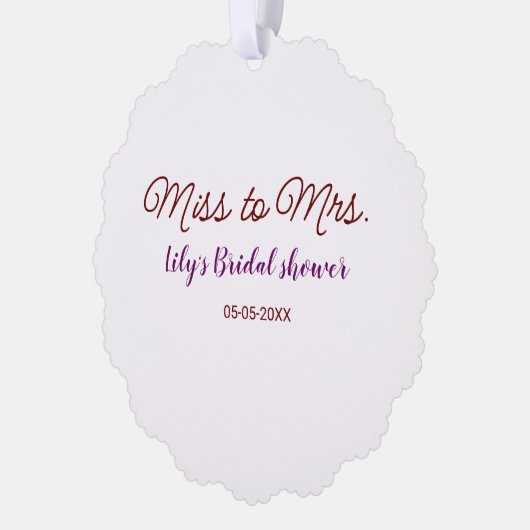 Miss to Mrs vrijgezellenfeest Voeg naam toe datum Ornament Kaart (Links)