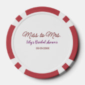 Miss to Mrs vrijgezellenfeest Voeg naam toe datum  Poker Chips (Achterkant)