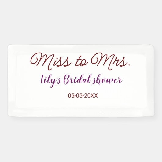 Miss to Mrs vrijgezellenfeest Voeg naam toe datum  Spandoek (Horizontaal)