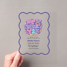 Miss to Mrs Y2K Editie Retro Bruidsmeisjesfeest Acryl Uitnodigingen