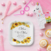 Miss To Mrs | Zonnebloem Herfst Bruiloftsfeest Papieren Bordje (Feest)