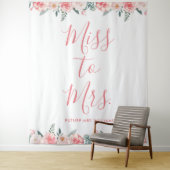 Miss tot Mrs Banner Bloem Roze Bruidsfeest Prop Wandkleed (In situ)