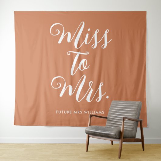 Miss tot Mrs Banner Modern Boho Bachelorette Wandkleed (In Situ (horizontaal))