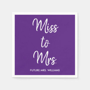 Miss tot Mrs Bruidsdouche Paars & Wit Hen Do Servet