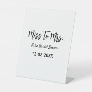Miss tot Mrs bruiloft chic eenvoudig naam toevoege Reclamebord Met Voetstuk