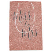 Miss tot Mrs Bruiloft Feestje Roze Goud Glans Medium Cadeauzakje (Voorkant)