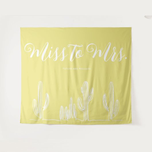Miss tot Mrs Modern Boho Cactus Citroen Meisjesuit Wandkleed (Voorkant (horizontaal))