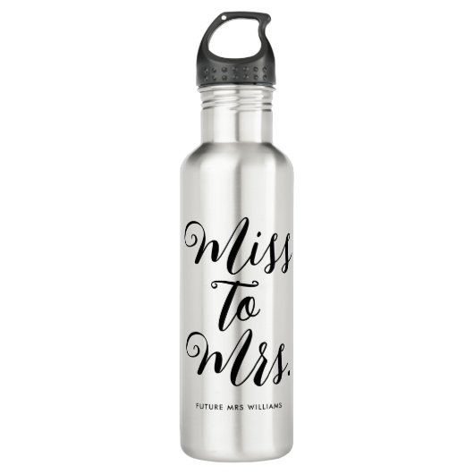 Miss tot Mrs Modern Bruidsuitnodiging Afscheid Waterfles (Voorkant)