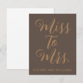 Miss tot Mrs moderne bruiloftsdouche RSVP Kaartje (Voorkant / Achterkant)