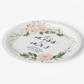 Miss tot Mrs Roze Blos Geometrië Trouw Bruiloft Papieren Bordje (Gekanteld)