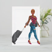 Miss Travel Bachelorette Denim Jeans Folie Uitnodiging (Staand Voorkant)