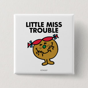 Miss Trouble Lachen Vierkante Button 5,1 Cm