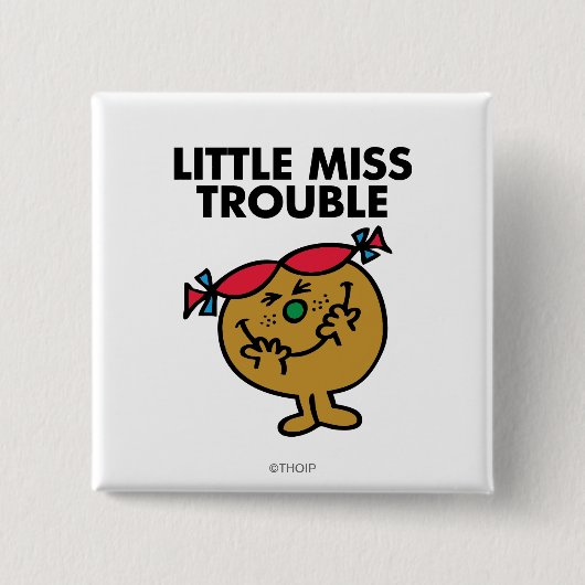 Miss Trouble | Lachen Vierkante Button 5,1 Cm (Voorkant)