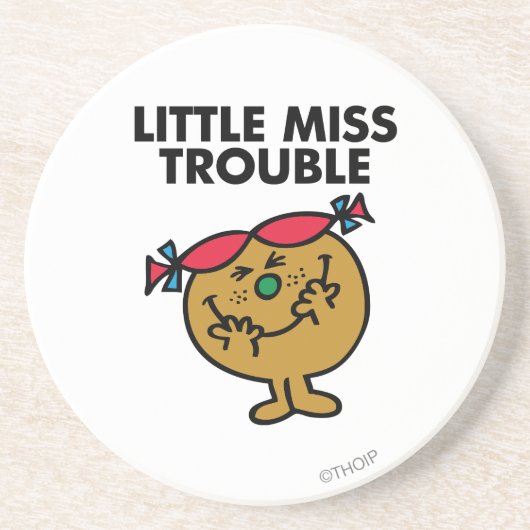 Miss Trouble | Lachen Zandsteen Onderzetter (Voorkant)