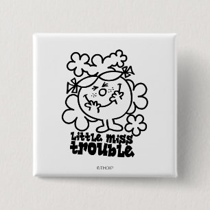Miss Trouble Zwart-wit Vierkante Button 5,1 Cm