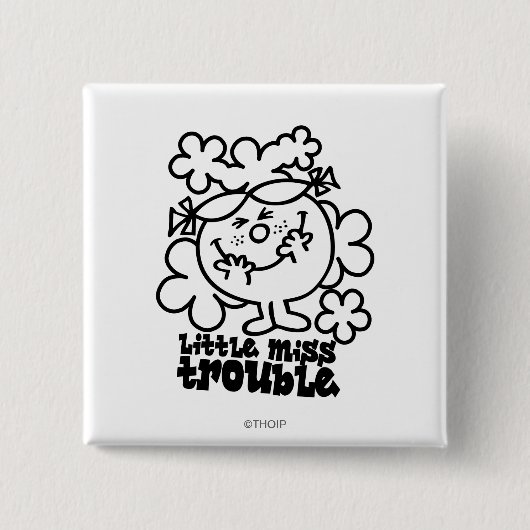 Miss Trouble | Zwart-wit Vierkante Button 5,1 Cm (Voorkant)