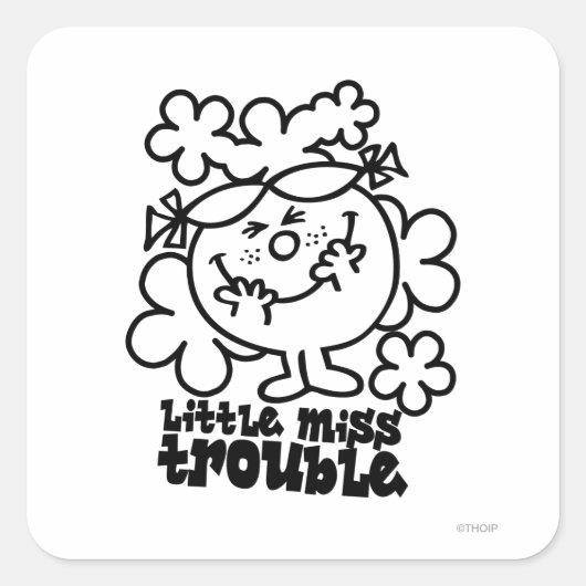 Miss Trouble | Zwart-wit Vierkante Sticker (Voorkant)