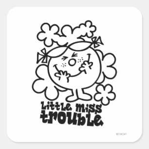 Miss Trouble   Zwart-wit Vierkante Sticker