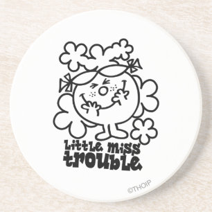 Miss Trouble   Zwart-wit Zandsteen Onderzetter