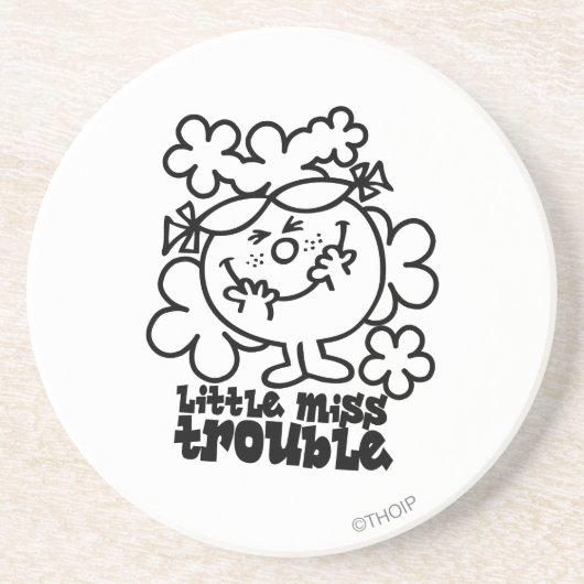 Miss Trouble | Zwart-wit Zandsteen Onderzetter (Voorkant)