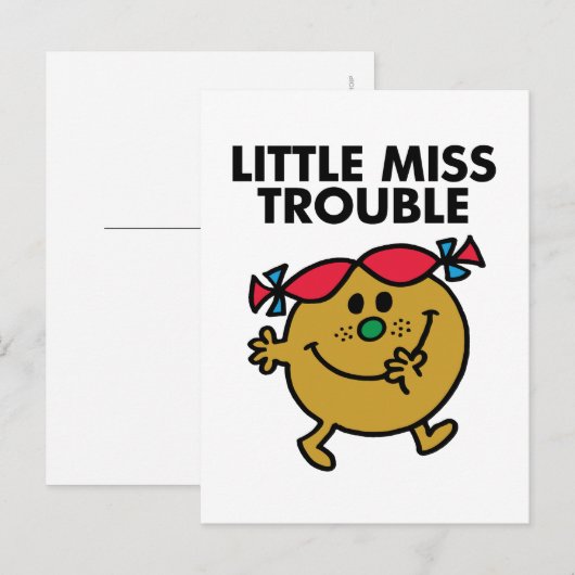 Miss Trouble | Zwarte briefing Briefkaart (Voorkant / Achterkant)